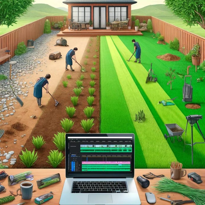 An Image of editing and grass growing.