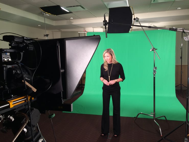 Green screen video production allows for creative background replacement.